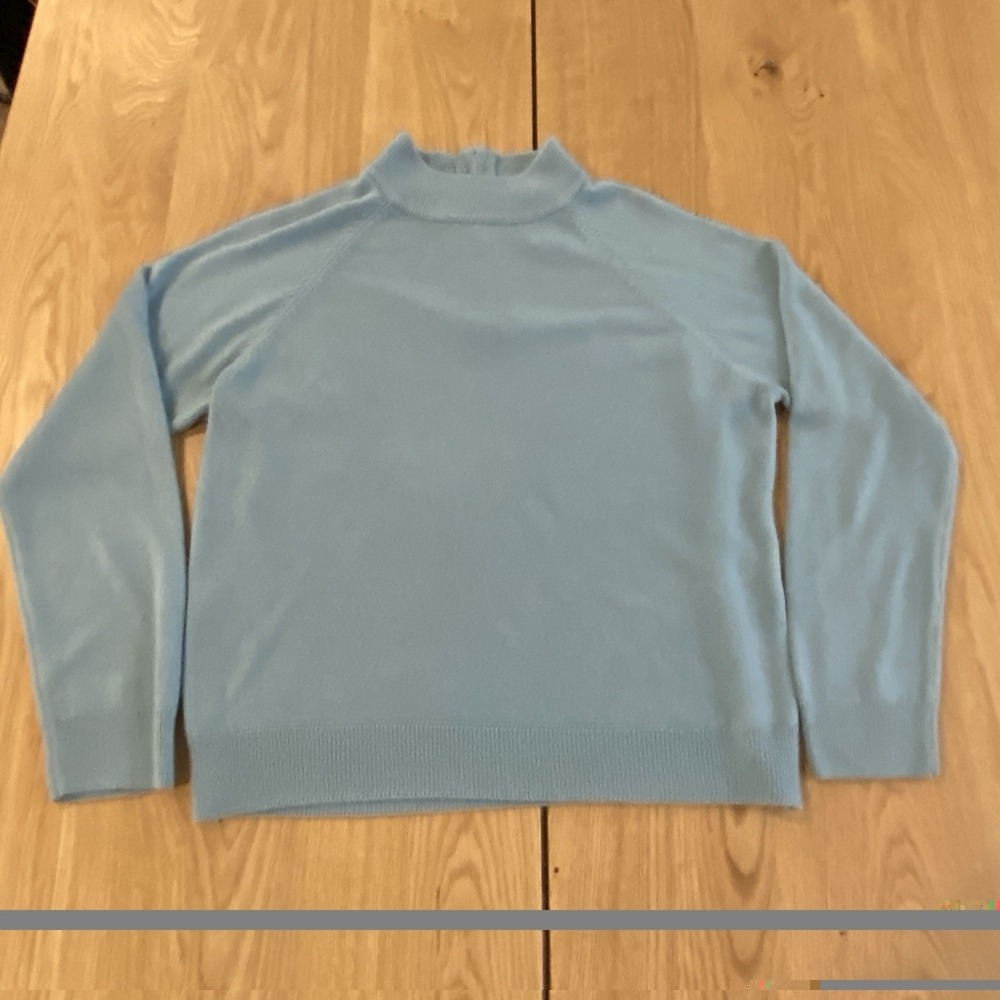 Drapers and Damons Lux Soft Sweater Women's LG 50's Retro Mock Neck Teal Petite